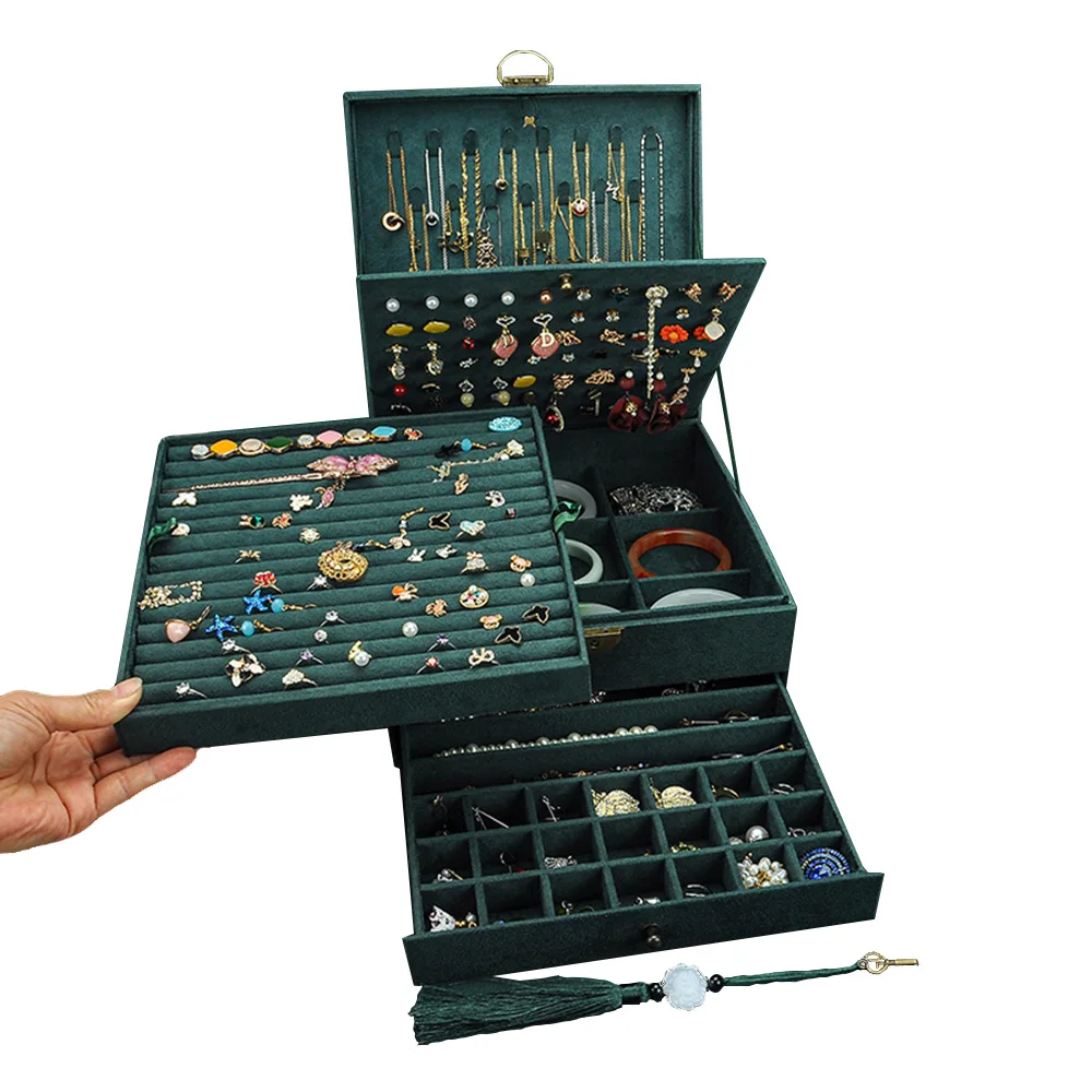 5 Layers Jewelry Box Women Girls Necklace Earings Organizer Ring Case Drawer Metal Lock Tassel Key Green Pink Navy Black AOJCAJA
5 Layers Jewelry Box Women Girls Necklace Earings Organizer Ring Case Drawer Metal Lock Tassel Key Green Pink Navy Black AOJCAJA