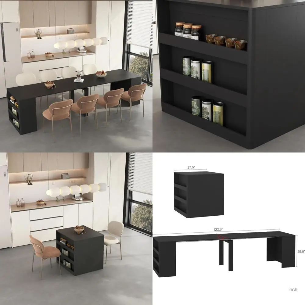 Expandable Wooden Dining Table for 1-12 People, Suitable for Kitchen, Living Room, and Meetings, Black
Expandable Wooden Dining Table for 1-12 People, Suitable for Kitchen, Living Room, and Meetings, Black