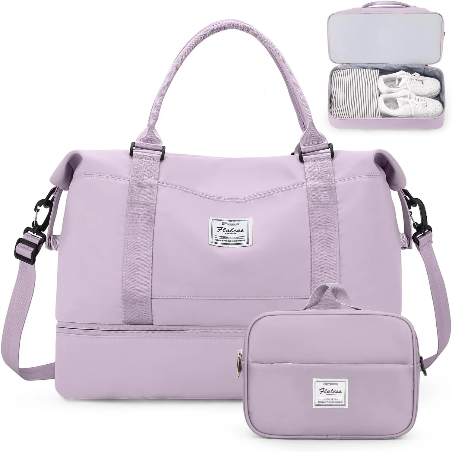 Weekender Bag for Women with Shoe Compartment, Carry-On Travel Duffel with Toiletry Bag & Wet Pocket
Weekender Bag for Women with Shoe Compartment, Carry-On Travel Duffel with Toiletry Bag & Wet Pocket