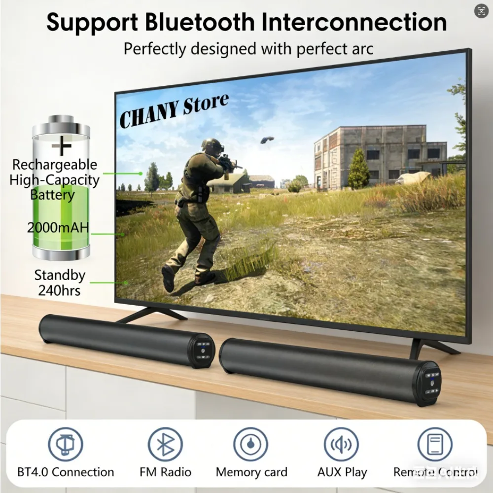 Portable Wireless Bluetooth Speaker Powerful Subwoofer for HomeTV Projector PC Desktop Outdoor Party HiFi Stereo Audio Sound Bar
Portable Wireless Bluetooth Speaker Powerful Subwoofer for HomeTV Projector PC Desktop Outdoor Party HiFi Stereo Audio Sound Bar