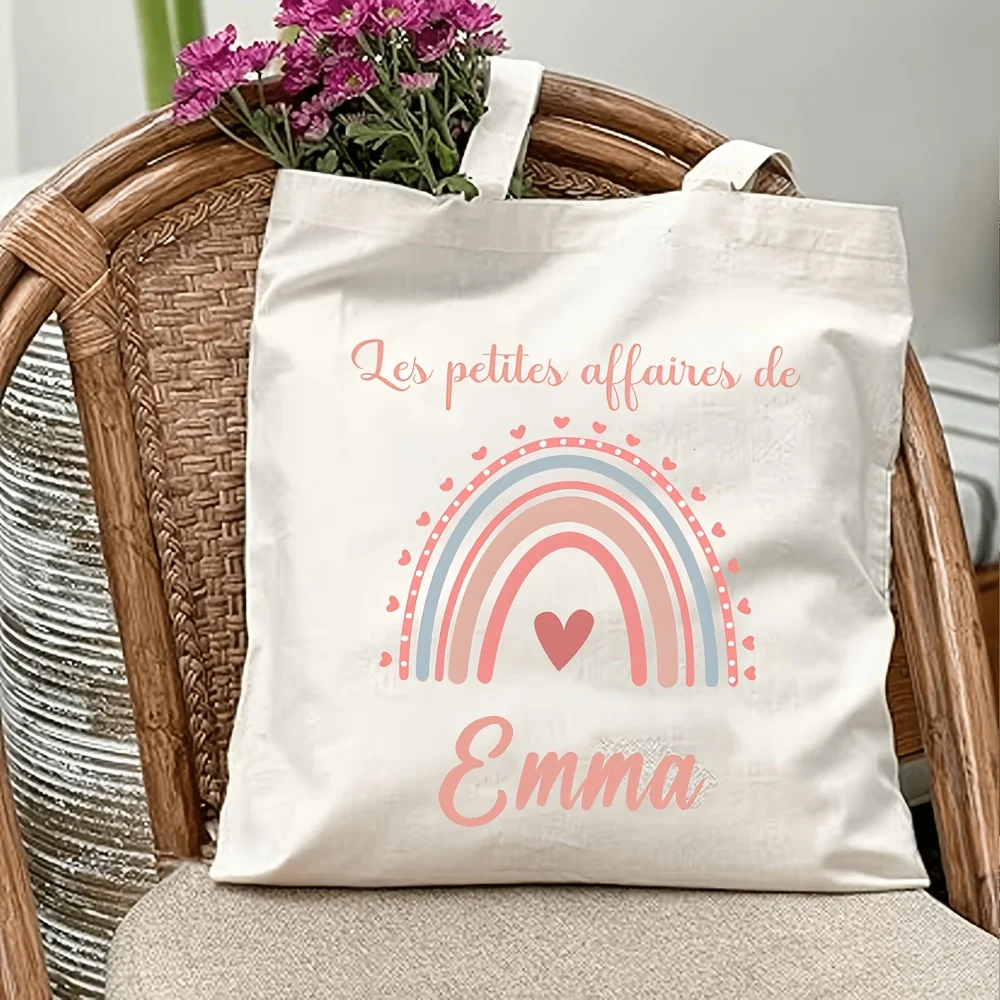 Personalized Custom Name Tote Bag - Add Your Name! Elegant Rainbow Arc and Heart Decorations - Beige/Soft Colors
Personalized Custom Name Tote Bag - Add Your Name! Elegant Rainbow Arc and Heart Decorations - Beige/Soft Colors