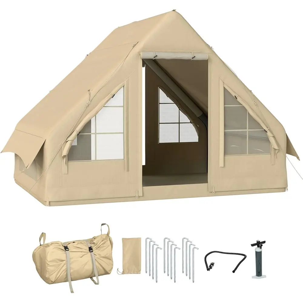4-6 Person 4 Season Waterproof Windproof Easy Setup Inflatable Glamping Tent with Pump and Carry Bag
4-6 Person 4 Season Waterproof Windproof Easy Setup Inflatable Glamping Tent with Pump and Carry Bag