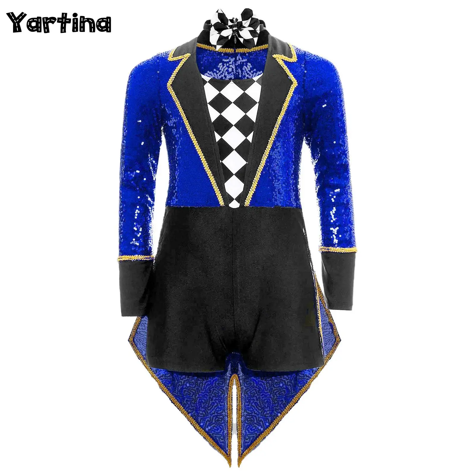 Kids Halloween Circus Ringmaster Costume Halloween Magician Cosplay Outfits Sequins Checkerboard Tailcoat Bodysuit with Bow Tie
Kids Halloween Circus Ringmaster Costume Halloween Magician Cosplay Outfits Sequins Checkerboard Tailcoat Bodysuit with Bow Tie