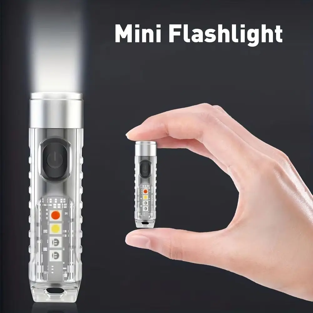 Waterproof Mini Keychain Flashlight 10 Modes Super Bright LED Magnetic Flashlight Multifunctional Pocket Portable Torch Light