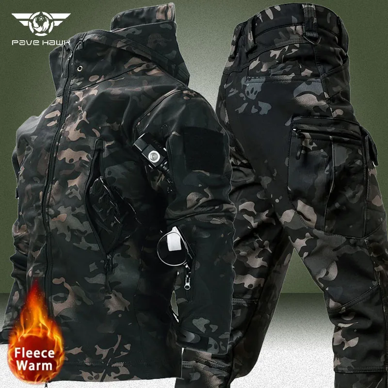 Winter Waterproof Suits Outdoor Multi-Pocket Hooded Jackets+Soft Shell Straight Cargo Pants 2 Pcs Set Fleece Warm Training Sets
Winter Waterproof Suits Outdoor Multi-Pocket Hooded Jackets+Soft Shell Straight Cargo Pants 2 Pcs Set Fleece Warm Training Sets