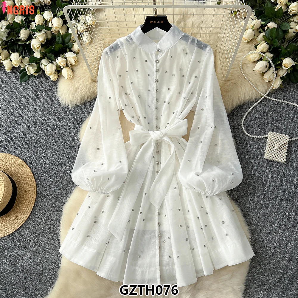 French Diamond Lantern Sleeves Waisted Single-Breasted Female Elegant European and American Dresses-GZTH076
French Diamond Lantern Sleeves Waisted Single-Breasted Female Elegant European and American Dresses-GZTH076