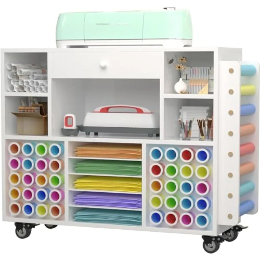 Craft organization and storage Cart Compatible with Cricut Machine Rolling Craft Organizer With large drawer and 48 Vinyl Roll
Craft organization and storage Cart Compatible with Cricut Machine Rolling Craft Organizer With large drawer and 48 Vinyl Roll