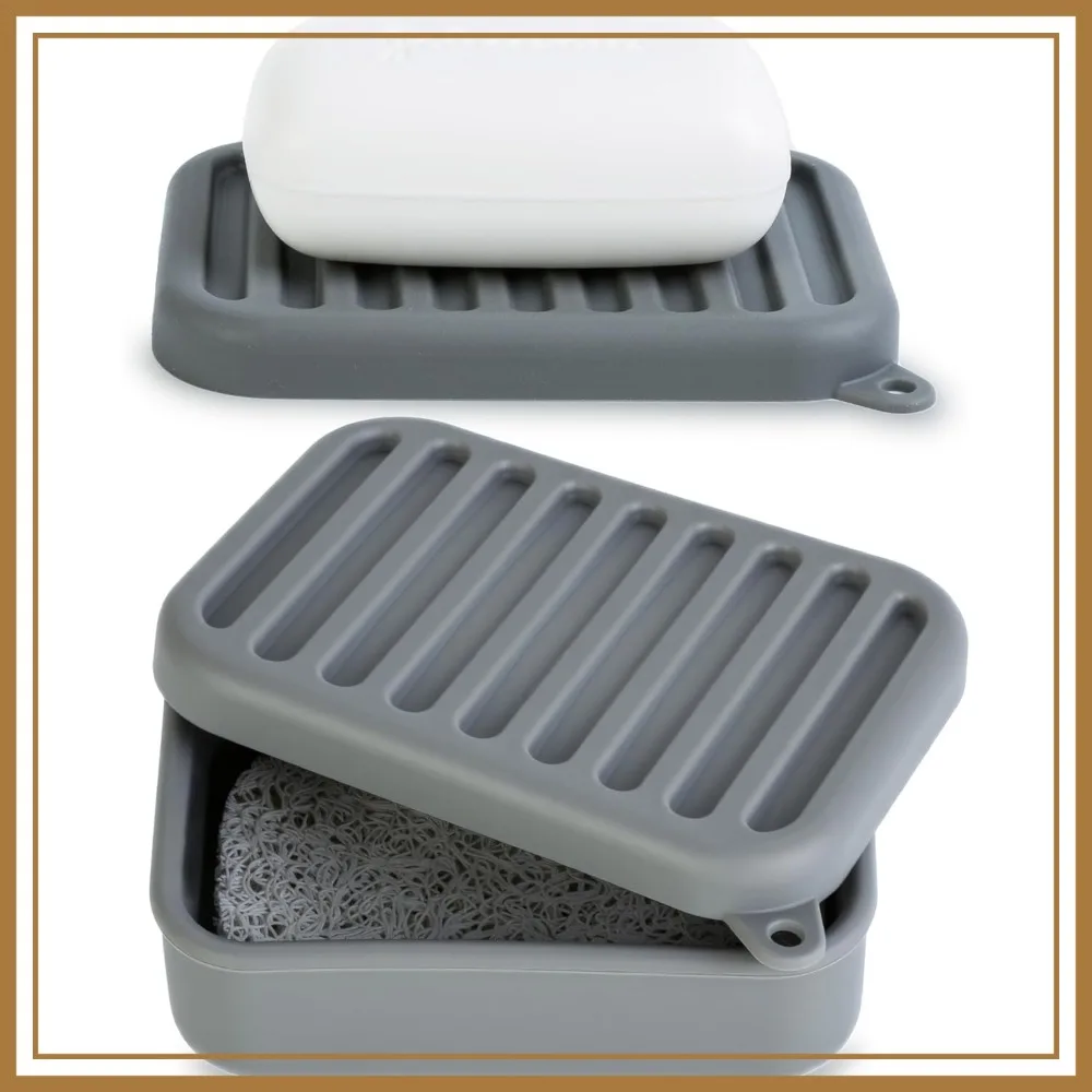Portable Leakproof Travel Soap Case, Silicone Soap Holder with Drainage, Compact for Camping Gym Outdoor, Deep-Gray
Portable Leakproof Travel Soap Case, Silicone Soap Holder with Drainage, Compact for Camping Gym Outdoor, Deep-Gray