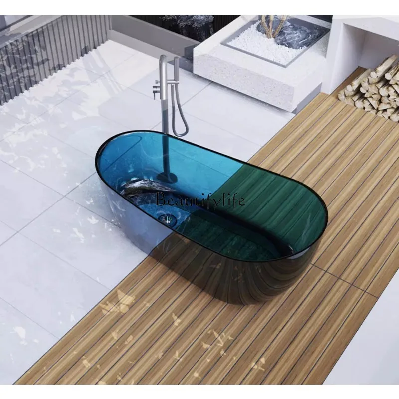 Transparent resin Color crystal bathtub Oval artificial stone bathtub Independent integrated molding
Transparent resin Color crystal bathtub Oval artificial stone bathtub Independent integrated molding