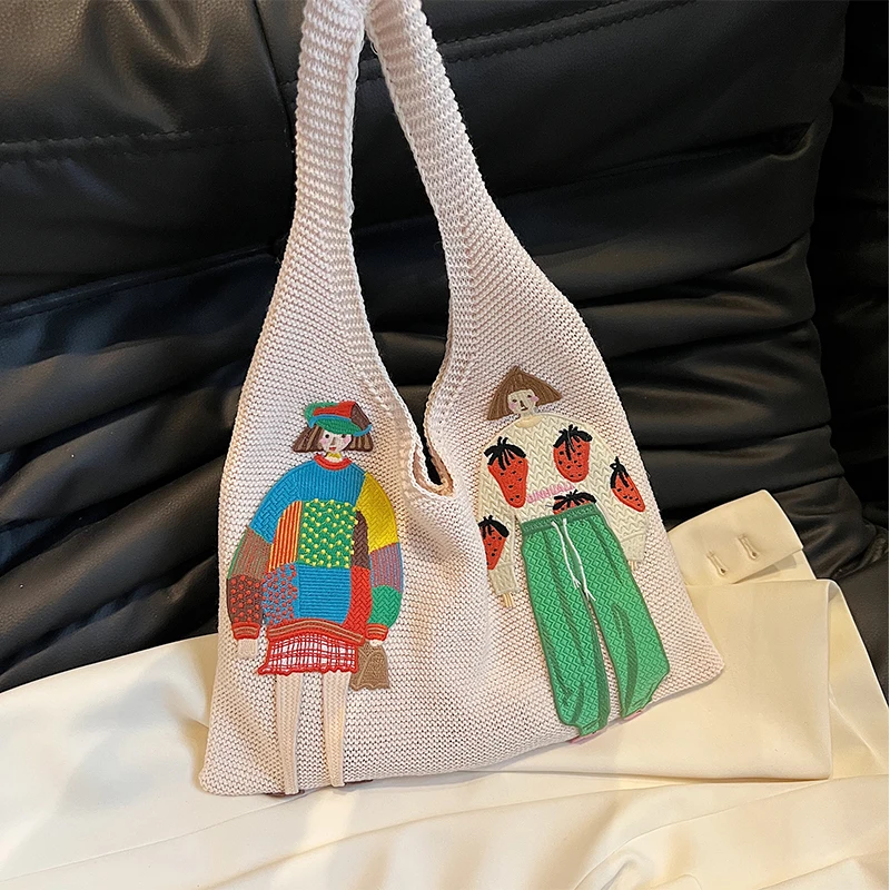 Retro Artistic Style Knitted Bag Fashionable Lazy Style Shoulder Bag Cartoon Cute Knitted Bag New Large Capacity Storage Handbag
Retro Artistic Style Knitted Bag Fashionable Lazy Style Shoulder Bag Cartoon Cute Knitted Bag New Large Capacity Storage Handbag