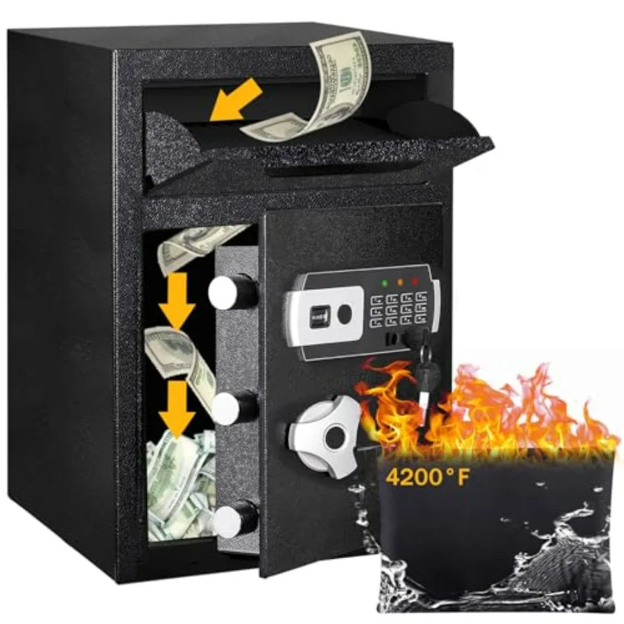 2.8 CUB Depository Drop Safe Fireproof, Front Drop Slot Lock Box with Digital Combination and Anti-Fishing, Silent Deposit Safe
2.8 CUB Depository Drop Safe Fireproof, Front Drop Slot Lock Box with Digital Combination and Anti-Fishing, Silent Deposit Safe