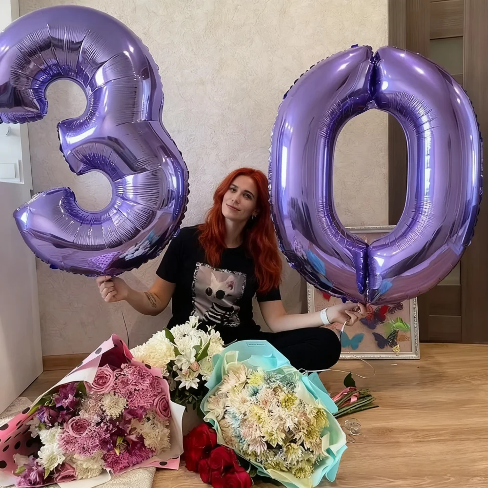 Purple Number Balloons Mylar Foil Inflatable Balloons for Birthday Party Graduations Anniversary Baby Shower Background Decor
Purple Number Balloons Mylar Foil Inflatable Balloons for Birthday Party Graduations Anniversary Baby Shower Background Decor