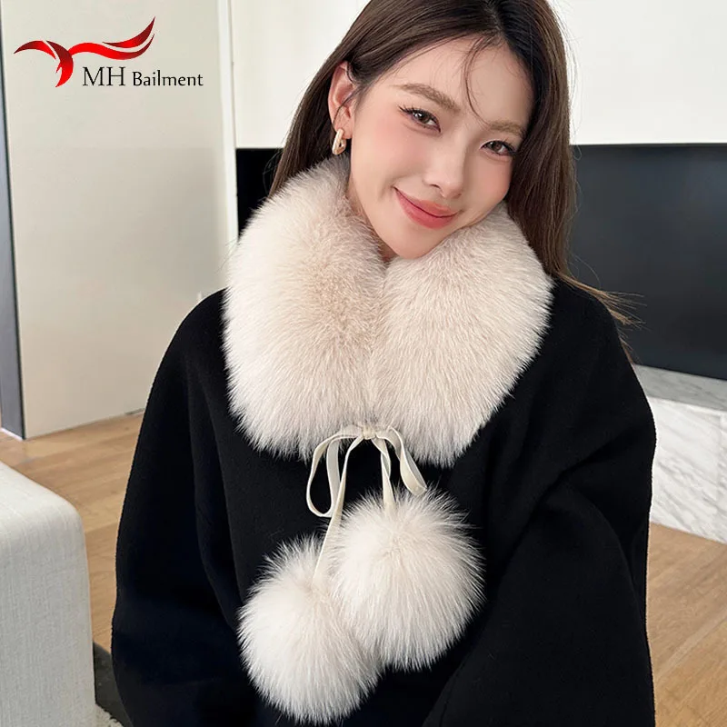 Fox Fur Scarf Winter Warm Fashion Versatile Short Style Big Ball Magnetic Suction Buckle Scarf Furry Ladies Muffler Women
Fox Fur Scarf Winter Warm Fashion Versatile Short Style Big Ball Magnetic Suction Buckle Scarf Furry Ladies Muffler Women