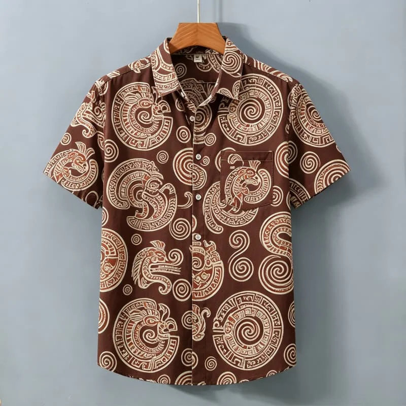 Tribal Totem Printed shirt, men's Short Sleeved Shirt With pockets, Suitable For Daily Wear And Mysterious Tribal Atmosphere
Tribal Totem Printed shirt, men's Short Sleeved Shirt With pockets, Suitable For Daily Wear And Mysterious Tribal Atmosphere