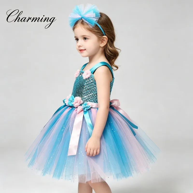 Pink Blue Floral Sequin Tulle Dress Princess Fairy Gown Puffy Tutu Dress Birthday Pageant Performance Formal Evening Costume
Pink Blue Floral Sequin Tulle Dress Princess Fairy Gown Puffy Tutu Dress Birthday Pageant Performance Formal Evening Costume