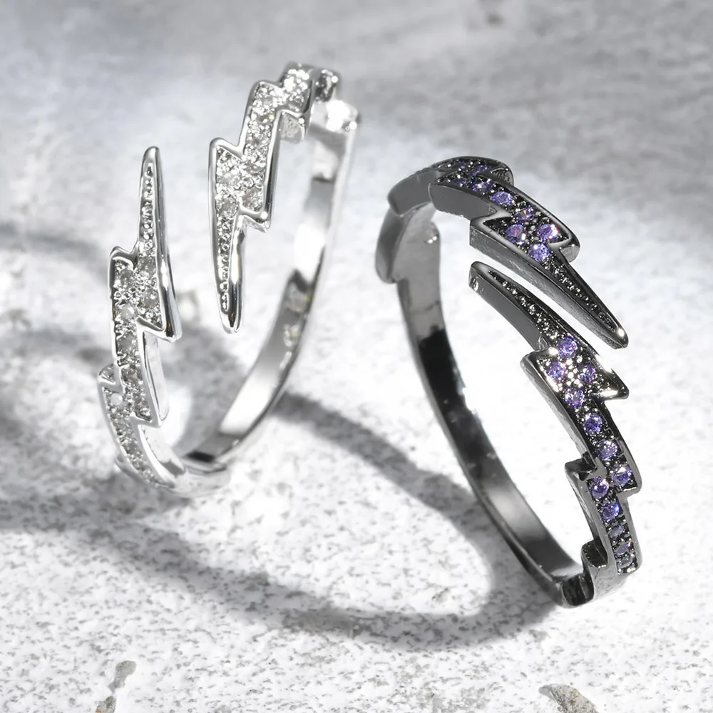Vnox Zircon Lightning Open Rings for Men Women, Black Silver Color Crystal Finger Band, Adjustable Jewelry Gift
Vnox Zircon Lightning Open Rings for Men Women, Black Silver Color Crystal Finger Band, Adjustable Jewelry Gift