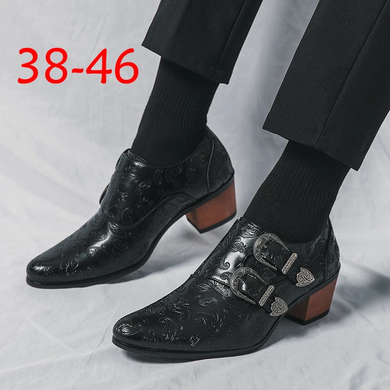 Pointed Toe High Heel Leather Shoes In British Business Height-Enhancing Shoes For Hairstylist Pin Buckle Embossed Loafers
Pointed Toe High Heel Leather Shoes In British Business Height-Enhancing Shoes For Hairstylist Pin Buckle Embossed Loafers