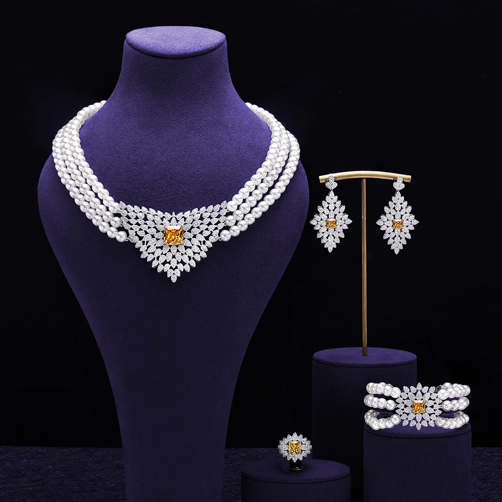 Luxury Crystal Zircon Imitation Pearls Necklace Jewelry Set Women Dubai Bridal UAE 4 Pieces Wedding Jewelry Set Party Gift
Luxury Crystal Zircon Imitation Pearls Necklace Jewelry Set Women Dubai Bridal UAE 4 Pieces Wedding Jewelry Set Party Gift