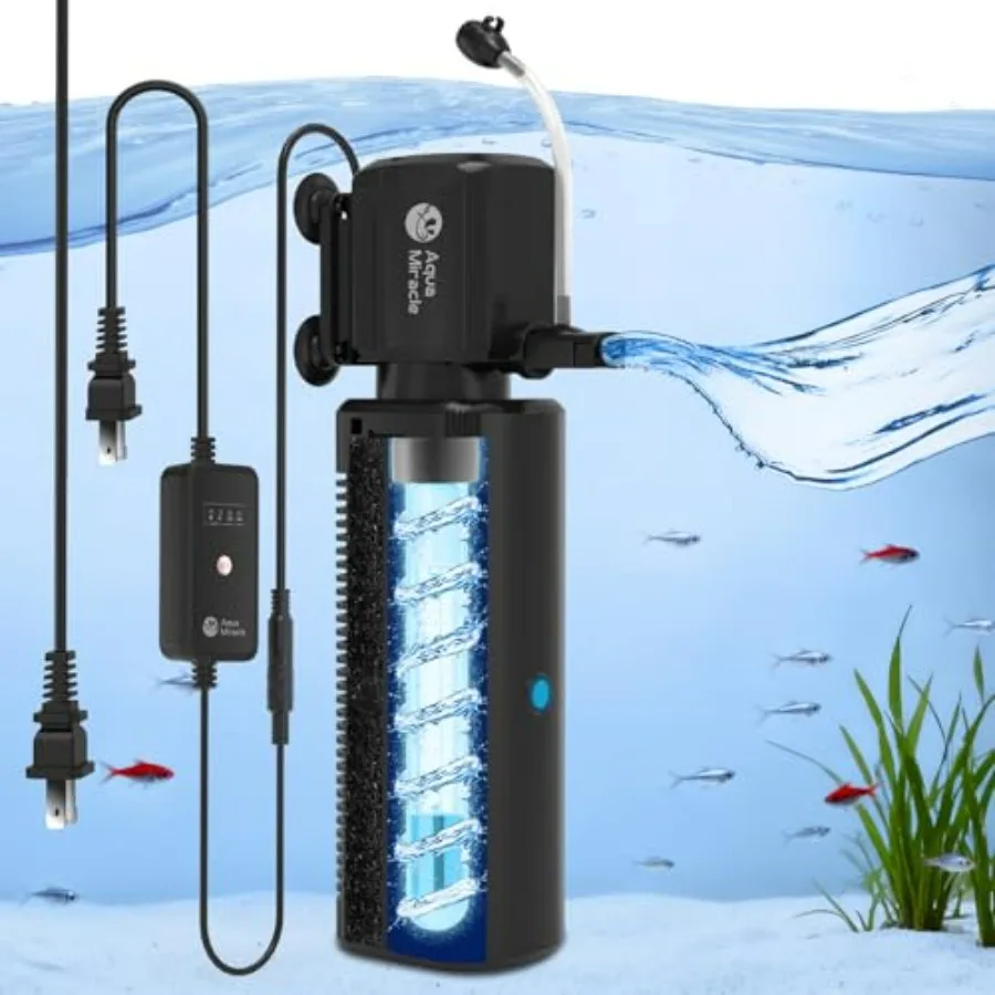 Fish Tank Filter with Timer and Filter Sponge, 400GPH U - V Aquarium Filter with Aeration and Rainfall Modes, Effective Turtle
Fish Tank Filter with Timer and Filter Sponge, 400GPH U - V Aquarium Filter with Aeration and Rainfall Modes, Effective Turtle
