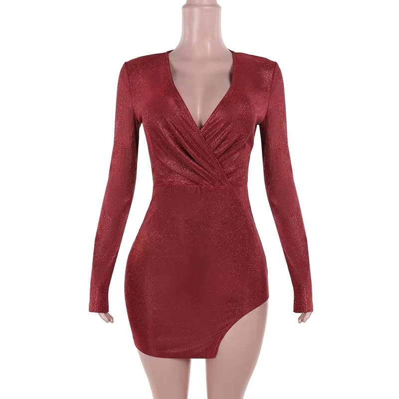 NEW Long Sleeve Sexy Mini Dress for Women Autumn Winter New Glitter V Neck Side Slit Bodycon Club Party Dress
NEW Long Sleeve Sexy Mini Dress for Women Autumn Winter New Glitter V Neck Side Slit Bodycon Club Party Dress