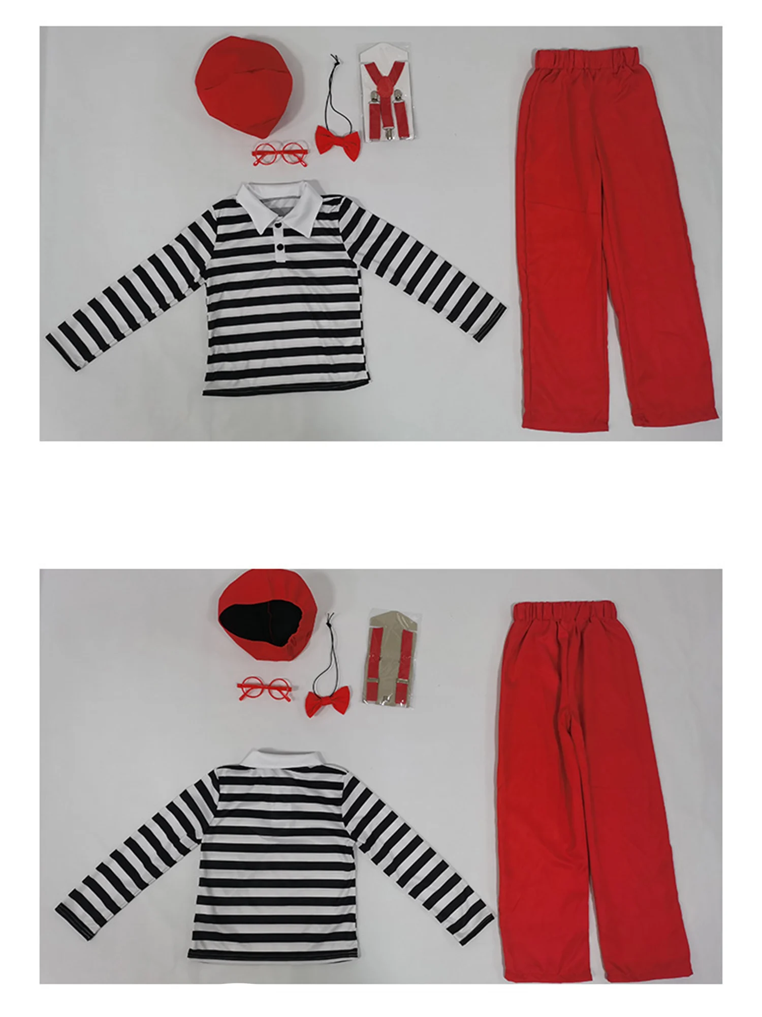 Boys Girls Drama Costume Set Striped Long Sleeve Shirt Suspenders Pants Bow Tie Beret Hat Glasses Frame for Stage Role Play
Boys Girls Drama Costume Set Striped Long Sleeve Shirt Suspenders Pants Bow Tie Beret Hat Glasses Frame for Stage Role Play