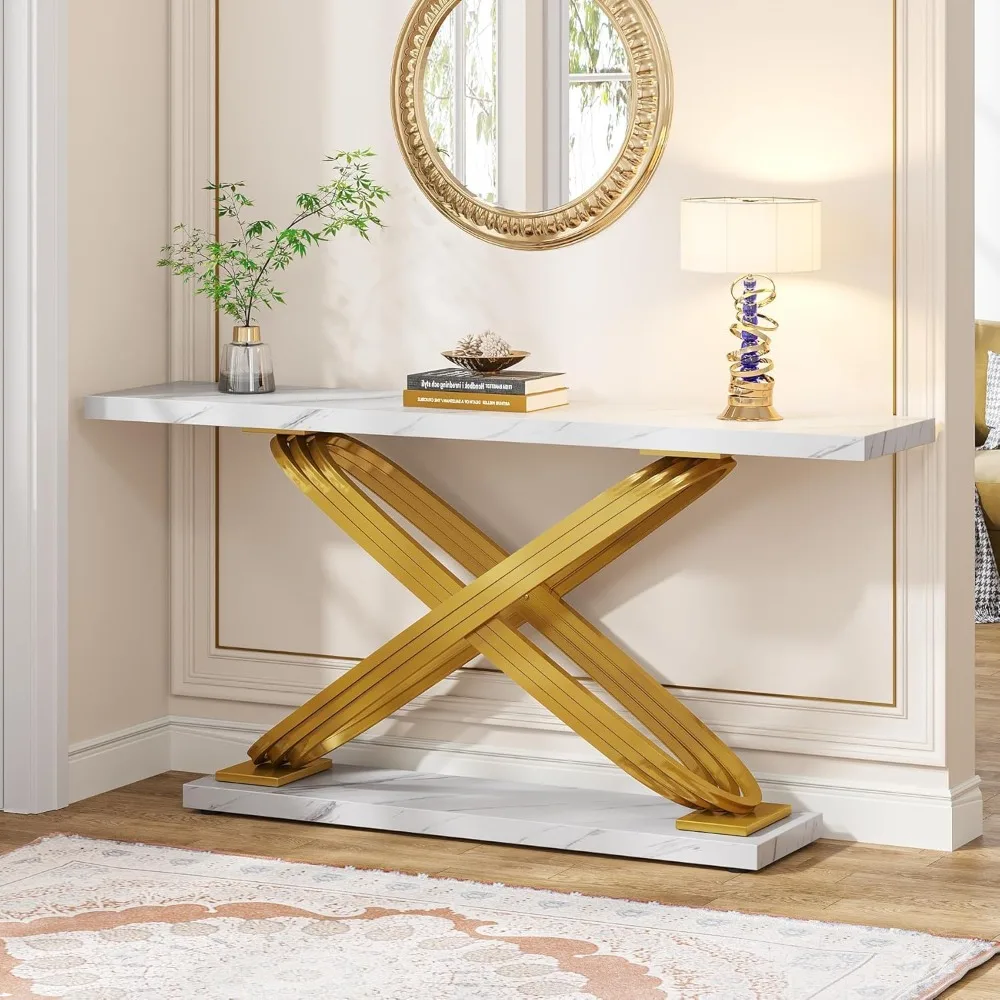 55 Inch Modern Console Table, Faux Marble Gold Entryway Table Behind Sofa Couch, Narrow Rectangular Sofa Table for Living Room,
55 Inch Modern Console Table, Faux Marble Gold Entryway Table Behind Sofa Couch, Narrow Rectangular Sofa Table for Living Room,
