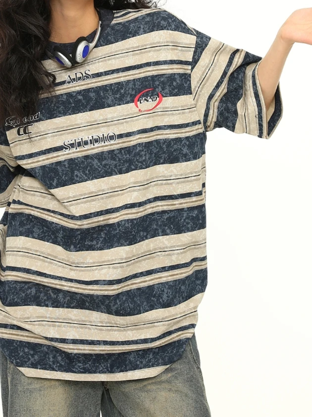 plus Size American Retro Striped Short Sleeve T-Shirt Unisex Stylish Summer New Arrival Korean Style Casual Cotton Top
plus Size American Retro Striped Short Sleeve T-Shirt Unisex Stylish Summer New Arrival Korean Style Casual Cotton Top