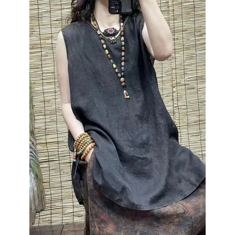 Cotton Linen Vest Women's Long Summer Thin Literary Solid Color Casual Sleeveless Bottoming Linen Shirt T-Shirt Round Neck Shirt
Cotton Linen Vest Women's Long Summer Thin Literary Solid Color Casual Sleeveless Bottoming Linen Shirt T-Shirt Round Neck Shirt