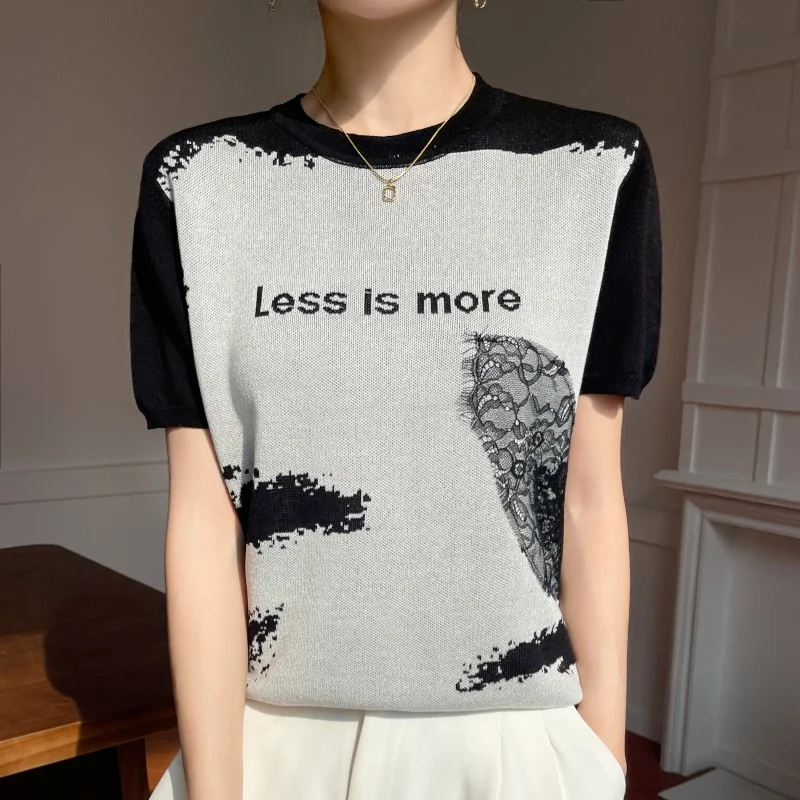 2025 summer new Lyocell short-sleeved T-shirt women cool thin O-neck knitted pullover sweater women fashion jacquard small shirt
2025 summer new Lyocell short-sleeved T-shirt women cool thin O-neck knitted pullover sweater women fashion jacquard small shirt