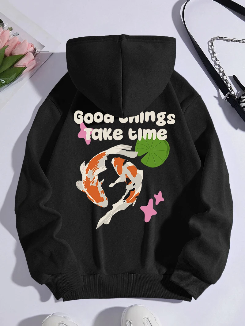 Good Things Take Time Hoodies Men Women Letter Printing Sweatshirt Pocket Loose Fleece Warm Pullover Winter Casual Sportswear
Good Things Take Time Hoodies Men Women Letter Printing Sweatshirt Pocket Loose Fleece Warm Pullover Winter Casual Sportswear