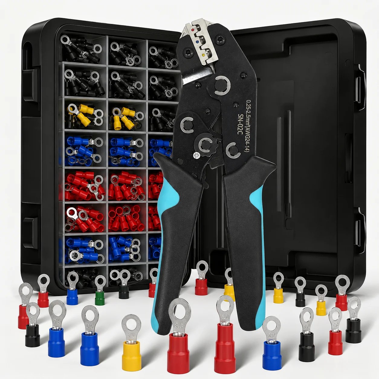 105PCS Ratchet Crimping Pliers Set, Insulated Round Wire Terminals, Electrical Wire Crimping Tool Kit
105PCS Ratchet Crimping Pliers Set, Insulated Round Wire Terminals, Electrical Wire Crimping Tool Kit