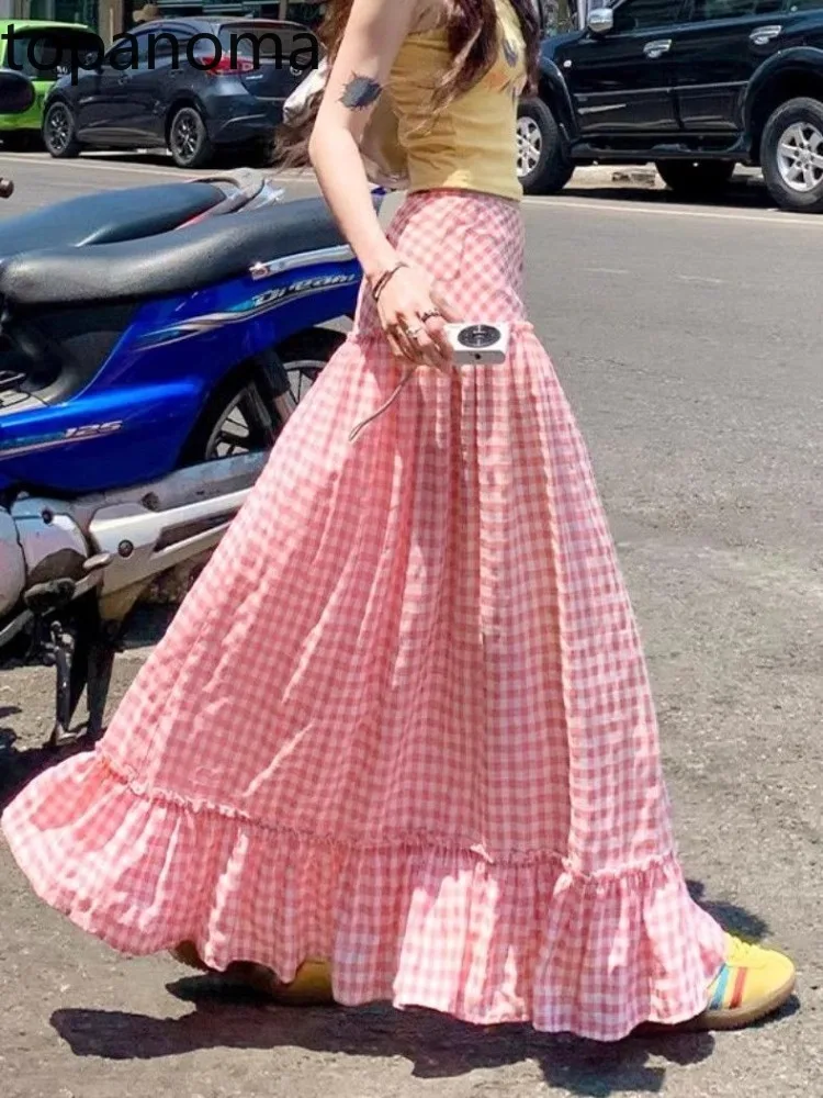 Topanoma Plaid Skirts Women Spring Summer Fashion Ruffles Sweet Vintage High Waist Long Skirt Zipper French Style Female Casual
Topanoma Plaid Skirts Women Spring Summer Fashion Ruffles Sweet Vintage High Waist Long Skirt Zipper French Style Female Casual