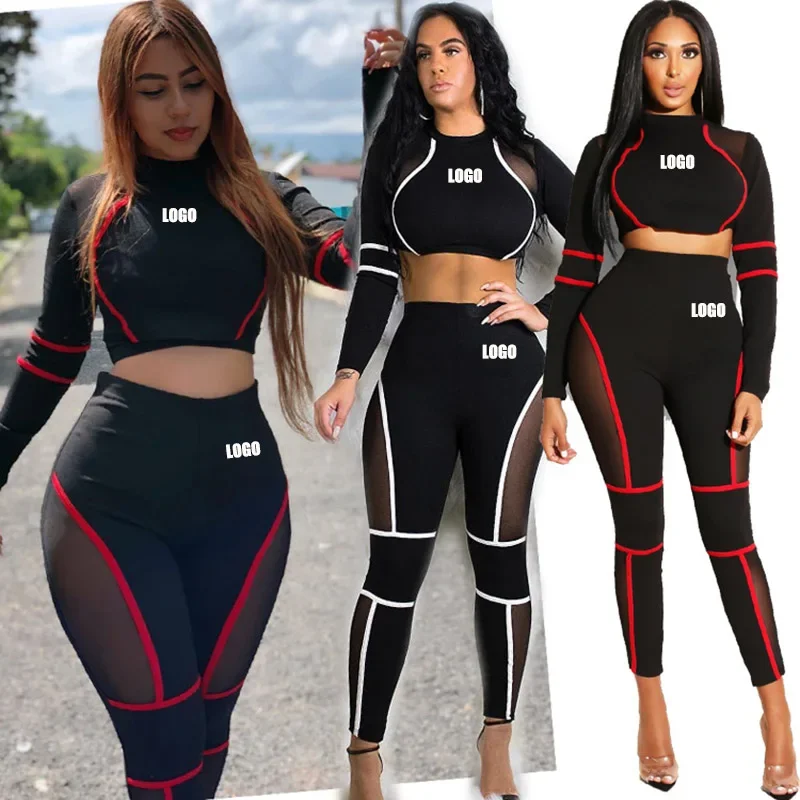 Custom LOGO women's mesh splicing perspective sexy tight short top high waist small feet trousers casual two-piece set
Custom LOGO women's mesh splicing perspective sexy tight short top high waist small feet trousers casual two-piece set