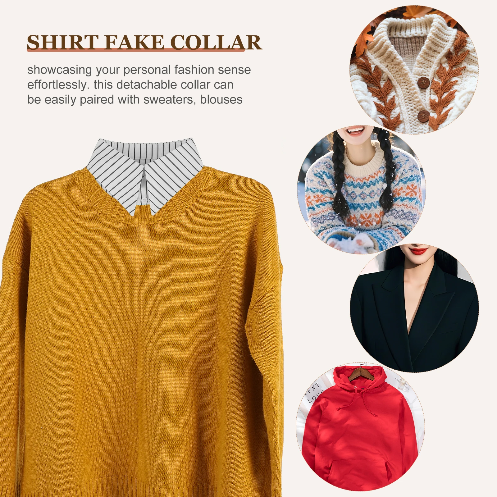 Fake Shirt: White Black Striped Detachable Half Blouse For Women Faux Collar Ruffled Neck Dickey Top Collar Inserts 
Fake Shirt: White Black Striped Detachable Half Blouse For Women Faux Collar Ruffled Neck Dickey Top Collar Inserts