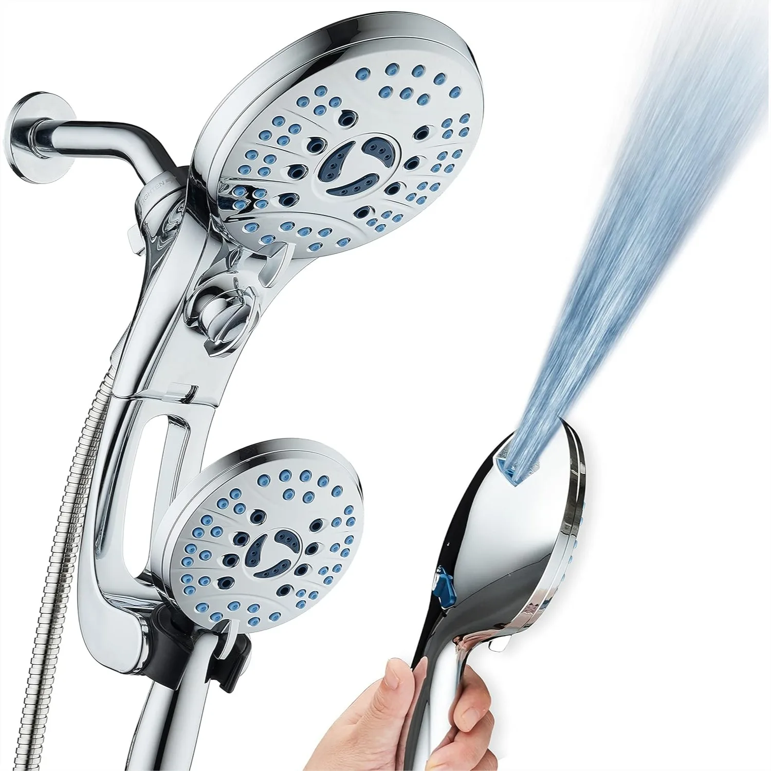 High Pressure Handheld/Rain Shower Head Combo with Adjustable Arm, 50-Mode 3-Way, Anti-Clog Nozzles, Tub & Pet Power Wash, 6 ft
High Pressure Handheld/Rain Shower Head Combo with Adjustable Arm, 50-Mode 3-Way, Anti-Clog Nozzles, Tub & Pet Power Wash, 6 ft