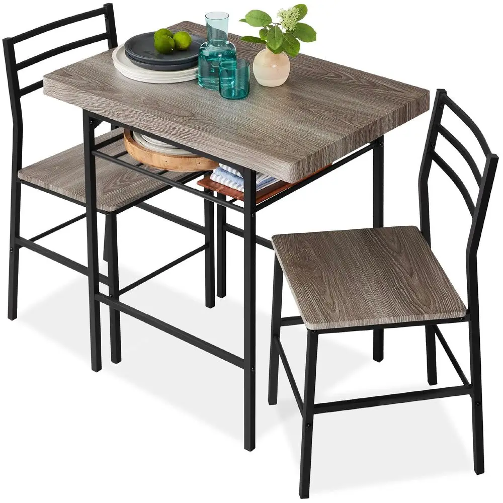 3Piece Modern Dining Set, Space Saving Dinette for Kitchen, Dining Room, Small Space w Steel Frame, Builtin Storage Rack Gray B
3Piece Modern Dining Set, Space Saving Dinette for Kitchen, Dining Room, Small Space w Steel Frame, Builtin Storage Rack Gray B