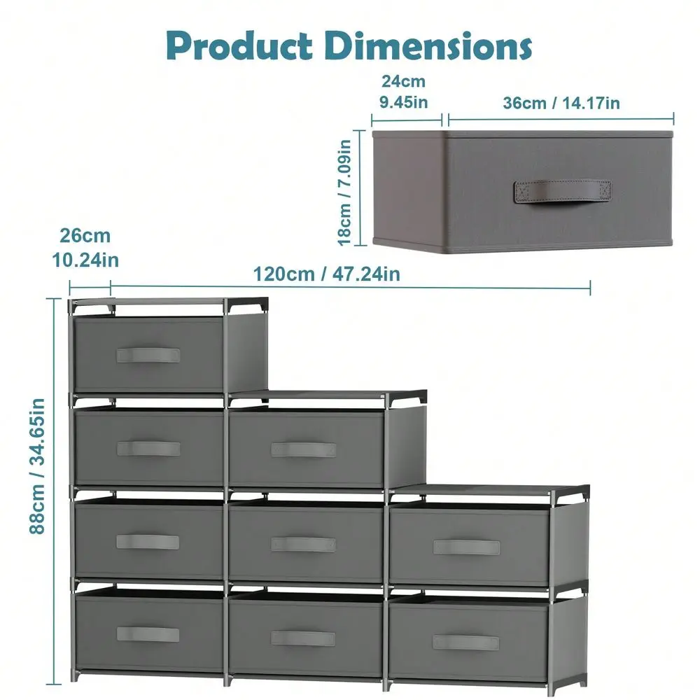 Gray 9Drawer Foldable Fabric Storage Cabinet, LadderStyle Organizer With StainResistant Fabric Wide Display Platform, Ideal For
Gray 9Drawer Foldable Fabric Storage Cabinet, LadderStyle Organizer With StainResistant Fabric Wide Display Platform, Ideal For