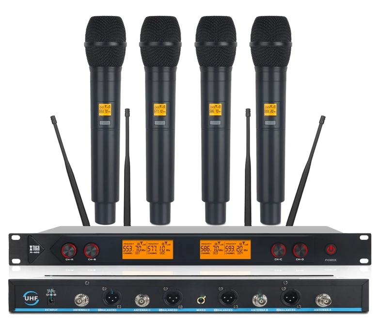 XTUGA A400 Professional 4 in 1 Wireless Diversity Microphones UHF Microfono 4 Channel DJ Wireless Microphone System Mics
XTUGA A400 Professional 4 in 1 Wireless Diversity Microphones UHF Microfono 4 Channel DJ Wireless Microphone System Mics