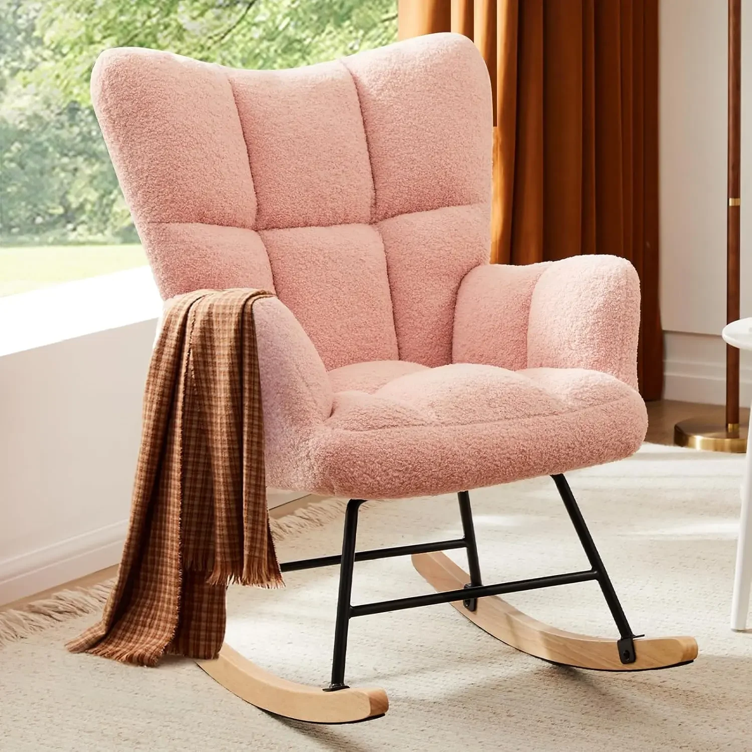 Rocking Chair Nursery, Teddy Upholstered Glider Rocker with High Backrest, Reading Chair Rocking Accent Chairs Glider Recliner
Rocking Chair Nursery, Teddy Upholstered Glider Rocker with High Backrest, Reading Chair Rocking Accent Chairs Glider Recliner
