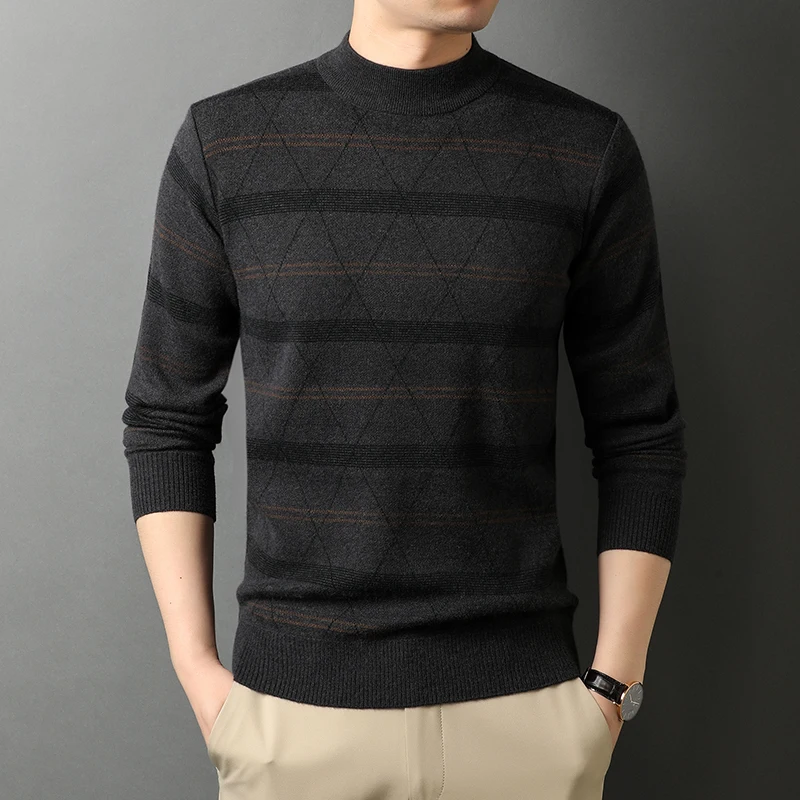 Men Striped Sweater Pullovers 2020 Autumn Winter Half Turtleneck Casual Man Plaid Warm Sweaters
Men Striped Sweater Pullovers 2020 Autumn Winter Half Turtleneck Casual Man Plaid Warm Sweaters