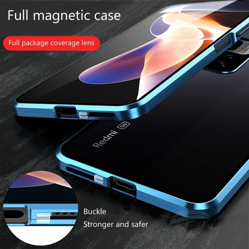 Full Protection Metal Magnetic Double Sided Glass Snap Lock Case For Redmi Note 13 12 Pro Plus 5G Lens Protection Cover Cases
Full Protection Metal Magnetic Double Sided Glass Snap Lock Case For Redmi Note 13 12 Pro Plus 5G Lens Protection Cover Cases