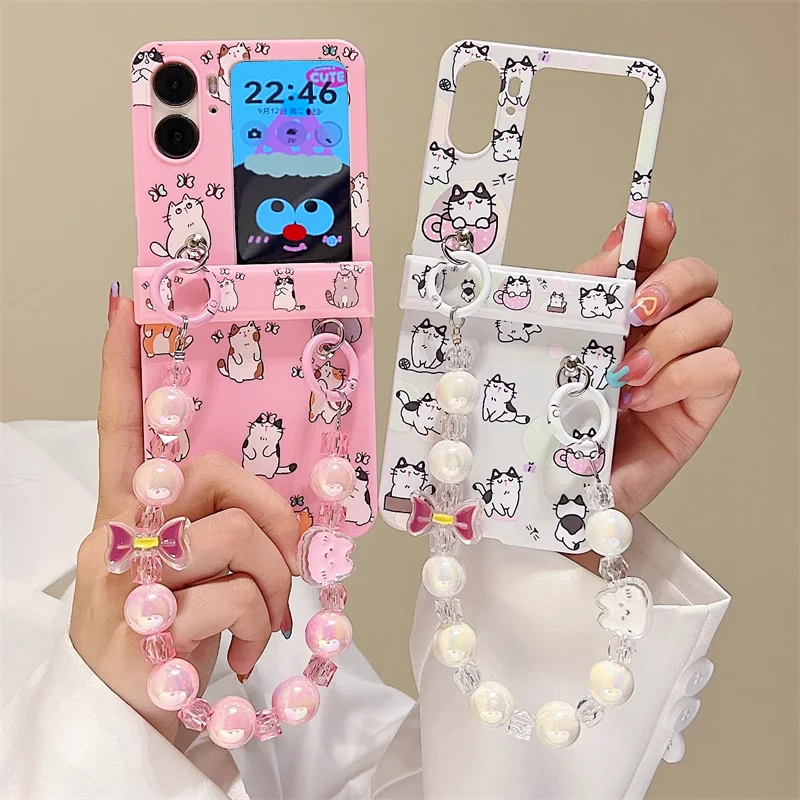Cute Cartoon Cat Hinge Protective Phone Case For Oppo Find N3 Flip Beads Bracelet Girls Cover For Oppo Find N2 Flip Bumper Shell
Cute Cartoon Cat Hinge Protective Phone Case For Oppo Find N3 Flip Beads Bracelet Girls Cover For Oppo Find N2 Flip Bumper Shell