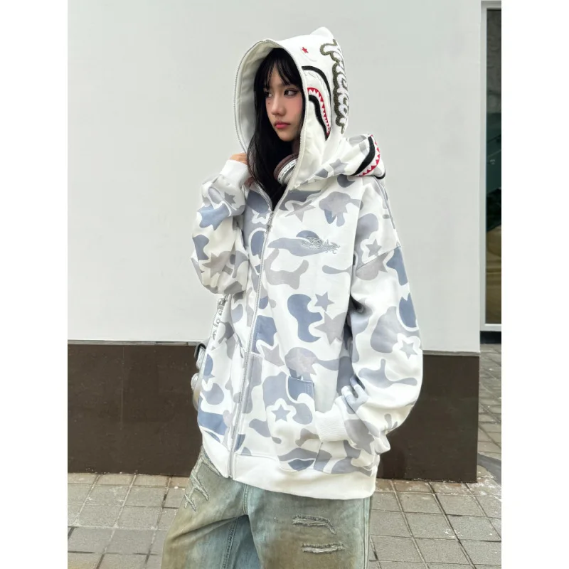 Women Retro Hip Hop Trendy Hoodie Camouflage Sweatshirt New Autumn Couple Zipper Open Cardigan Jacket Loose Fit Casual Wear
Women Retro Hip Hop Trendy Hoodie Camouflage Sweatshirt New Autumn Couple Zipper Open Cardigan Jacket Loose Fit Casual Wear