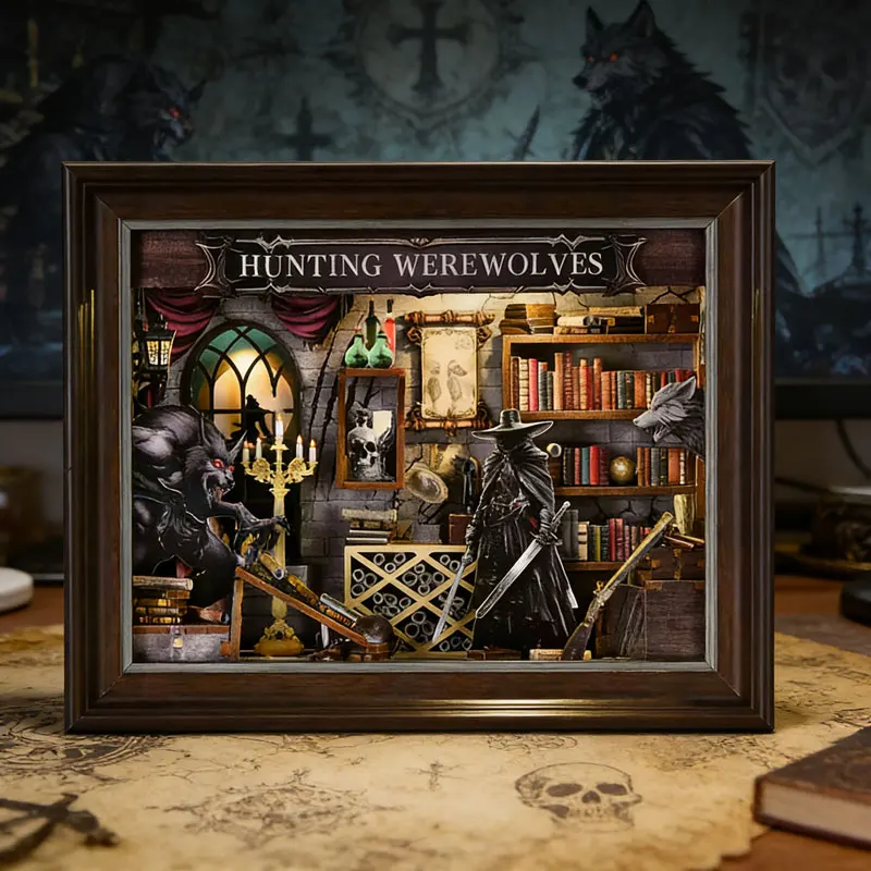 Werewolf Hunter Book Nook Kit DIY 3D Wooden Puzzle Dollhouse Photo Frame Ornament Bookend Building Home Office Shelf Decor Gift
Werewolf Hunter Book Nook Kit DIY 3D Wooden Puzzle Dollhouse Photo Frame Ornament Bookend Building Home Office Shelf Decor Gift