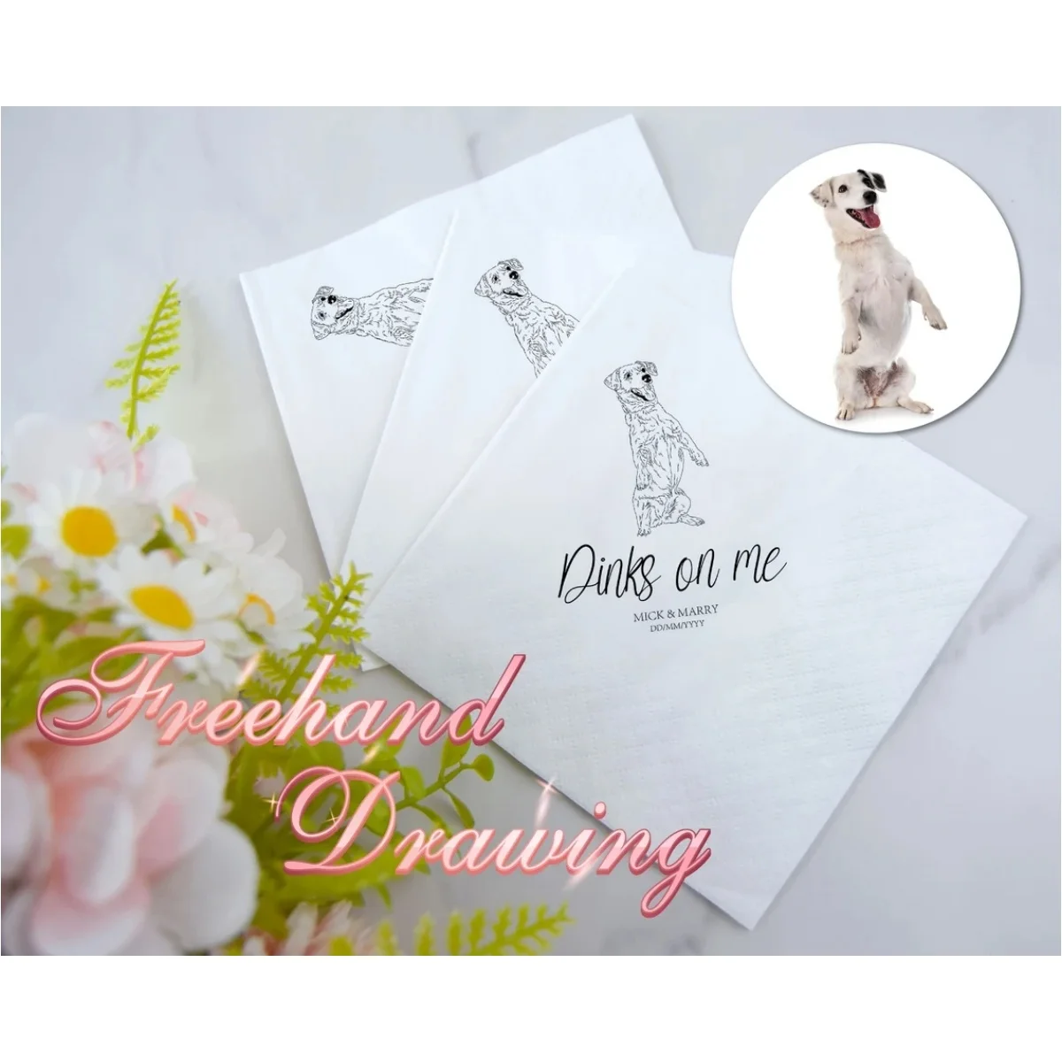 50pcs Custom Illustrated Dog Wedding Napkins | Custom Pet Wedding Napkins | Custom Paper Napkins | Custom Engagement Napkins
50pcs Custom Illustrated Dog Wedding Napkins | Custom Pet Wedding Napkins | Custom Paper Napkins | Custom Engagement Napkins