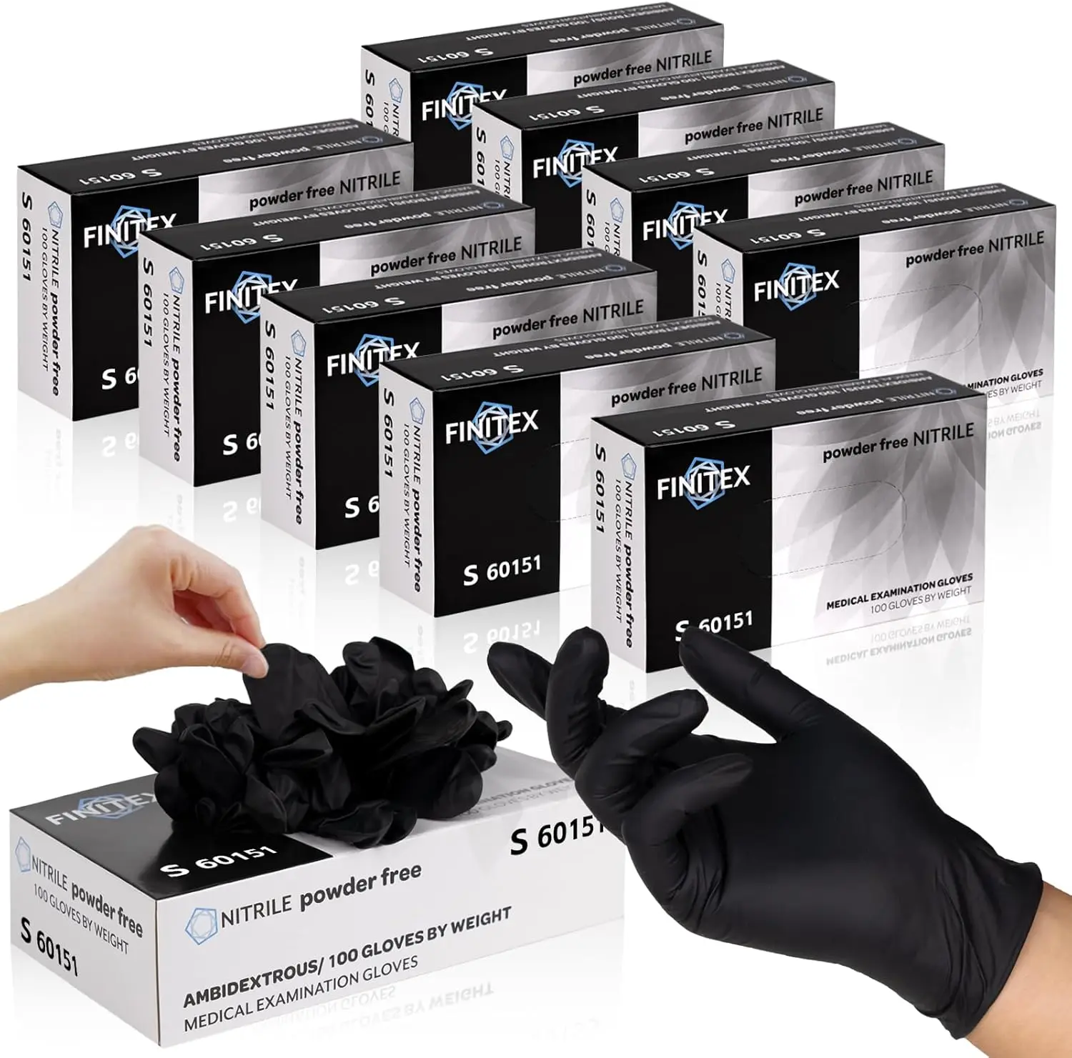 Black Nitrile Disposable Gloves, Powder-Free, Latex-Free, 3mil Thickness, Case of 10 Boxes
Black Nitrile Disposable Gloves, Powder-Free, Latex-Free, 3mil Thickness, Case of 10 Boxes