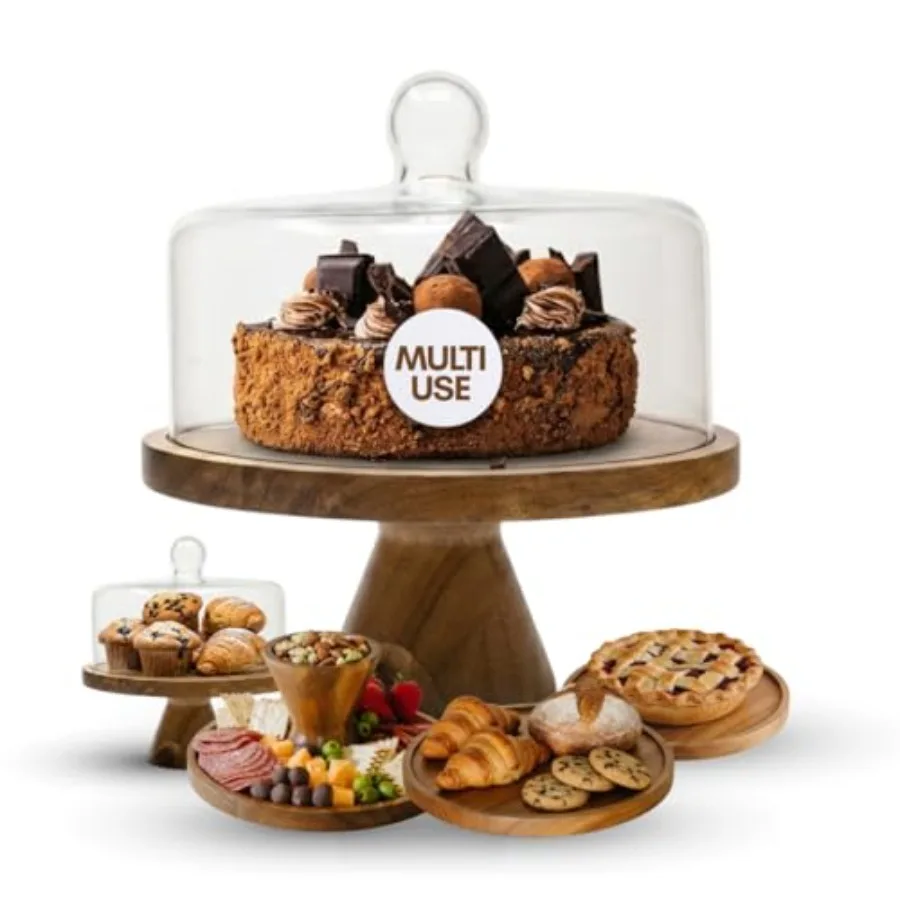 Acacia Wood Cake Stand with Glass Dome Lid Reversible Cake Stand and Serving Board Designed for Everyday Use Desserts Charcuter
Acacia Wood Cake Stand with Glass Dome Lid Reversible Cake Stand and Serving Board Designed for Everyday Use Desserts Charcuter
