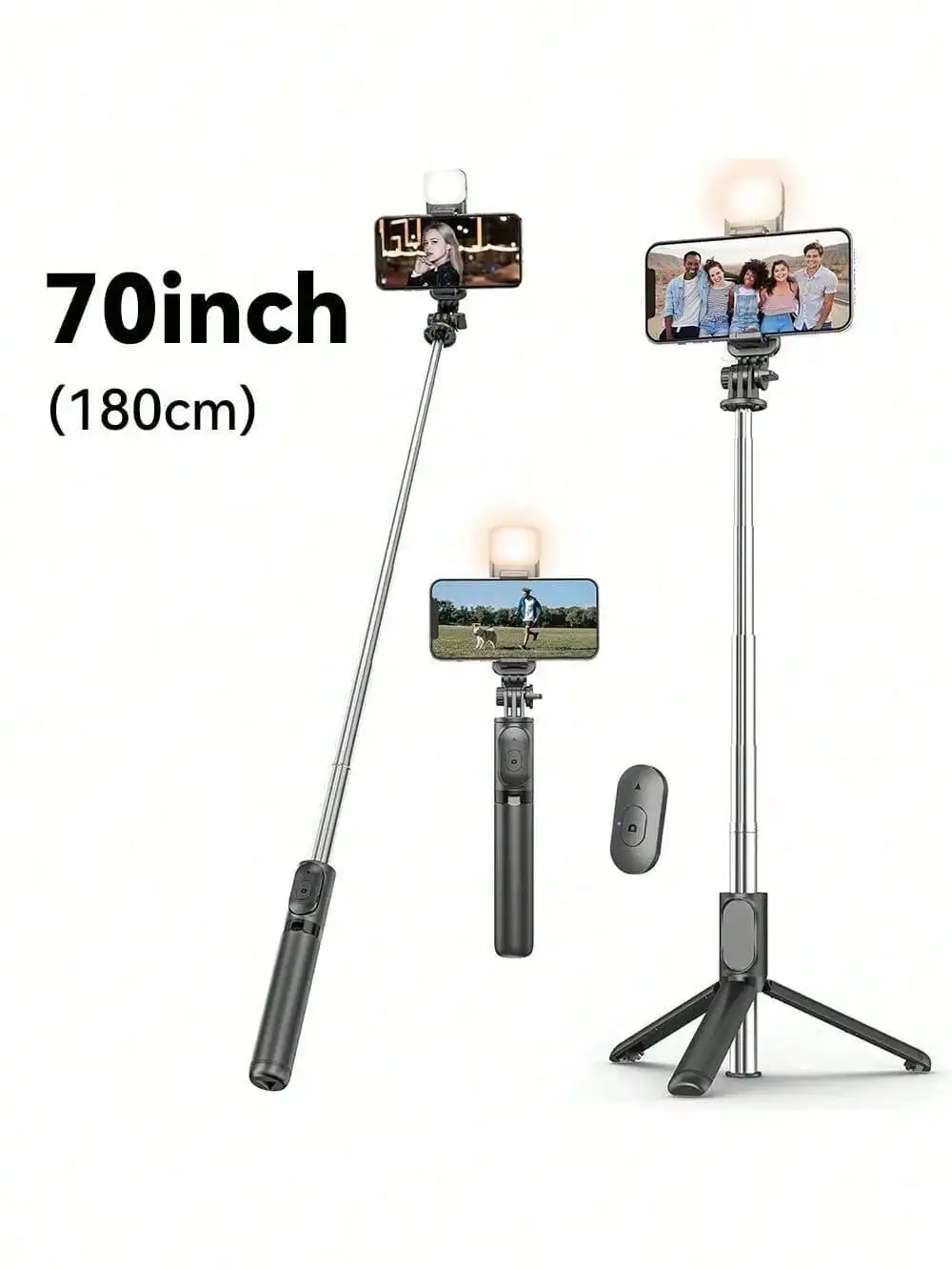 Tangle Free Large Size Phone Photography Accessories 70'' Extendable Selfie Stick Tripod With Wireless Remote & Light Portable Phone Stand For Smartphones And Cell Phones Birthday Gift Anniversary Party
Tangle Free Large Size Phone Photography Accessories 70'' Extendable Selfie Stick Tripod With Wireless Remote & Light Portable Phone Stand For Smartphones And Cell Phones Birthday Gift Anniversary Party