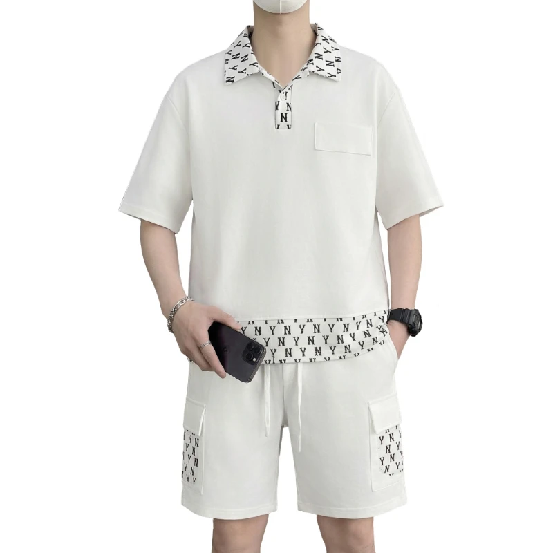 Short Top + 5-Point Shorts】Men's T-Shirt Set Summer Fashion Faux Two-Piece Waffle Knit Versatile Comfortable Life Two-Piece Suit
Short Top + 5-Point Shorts】Men's T-Shirt Set Summer Fashion Faux Two-Piece Waffle Knit Versatile Comfortable Life Two-Piece Suit