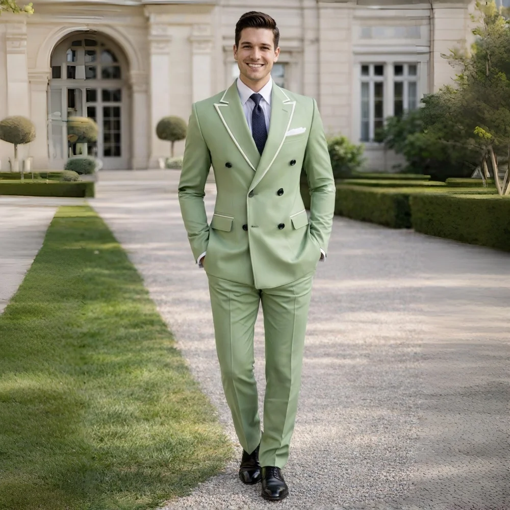 Мужской костюм-двойка цвета шалфейной зелени, двубортный, для свадьбы, выпускного вечера, торжественных мероприятий, приталенный крой, комплект из пиджака и брюк для жениха.
Мужской костюм-двойка цвета шалфейной зелени, двубортный, для свадьбы, выпускного вечера, торжественных мероприятий, приталенный крой, комплект из пиджака и брюк для жениха.
